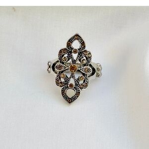 Marcasite Style Champagne color Adjustable Ring